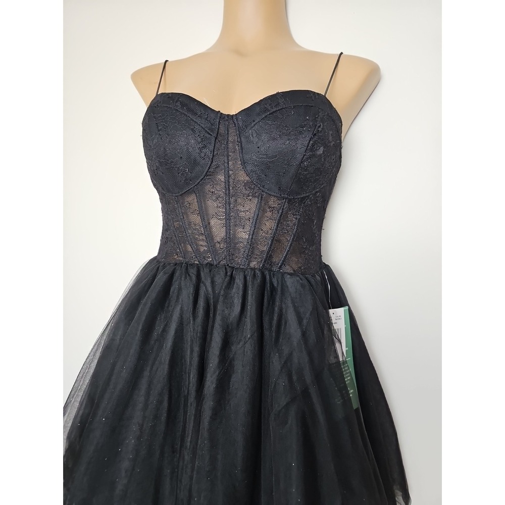 Black Whimsy‎ Goth Dress Corset Style Mini Fairy Tulle Wedding Prom Sz 9 NEW - Picture 2 of 10